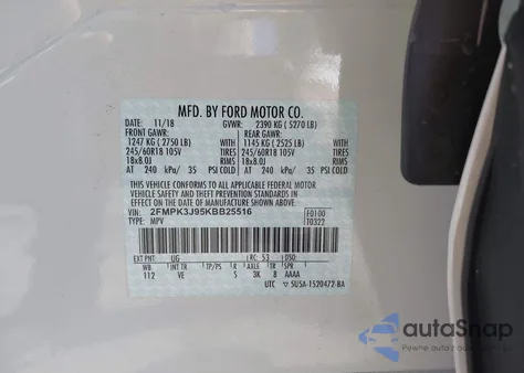 2019 Ford Edge Sel z USA, uszkodzony, nr VIN 2FMPK3J95KBB25516